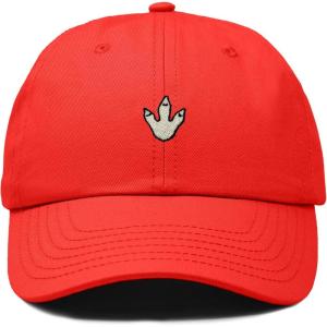 image:imageDALIX Dinosaur Track Footprint Embroidered Adjustable Cotton Twill Dad Hat for MenRed