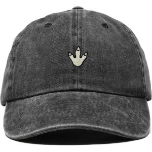 image:imageDALIX Dinosaur Track Footprint Embroidered Adjustable Cotton Twill Dad Hat for MenWashed Black