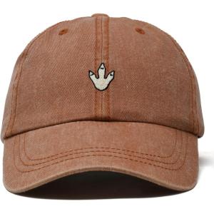 image:imageDALIX Dinosaur Track Footprint Embroidered Adjustable Cotton Twill Dad Hat for MenWashed Orange