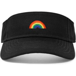 image:imageDALIX Rainbow Embroidered Visor Hat Adjustable Cotton Men Women ClassicBlack
