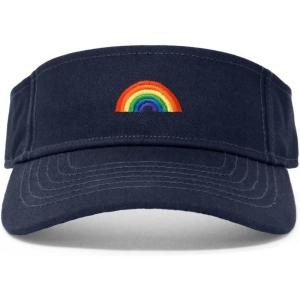 image:imageDALIX Rainbow Embroidered Visor Hat Adjustable Cotton Men Women ClassicNavy Blue
