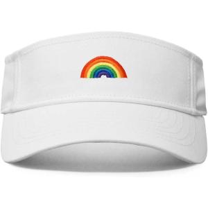 image:imageDALIX Rainbow Embroidered Visor Hat Adjustable Cotton Men Women ClassicWhite