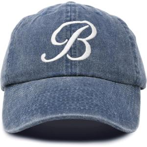 image:imageDALIX Initial Hat Letter B Blue Vintage Womens Baseball Cap Monogram Embroidered