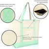 image:imageBeautiful Seahorse Womens Embroidered Tote Bag Natural CanvasMint Green