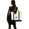image:imageDALIX Initial Tote Bag Personalized Monogram Black Zippered Top Letter  FNavy Blue