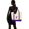 image:imageDALIX Initial Tote Bag Personalized Monogram Black Zippered Top Letter  FPurple