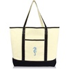 image:imageBeautiful Seahorse Womens Embroidered Tote Bag Natural CanvasBlack