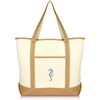 image:imageBeautiful Seahorse Womens Embroidered Tote Bag Natural CanvasBrown