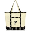 image:imageDALIX Initial Tote Bag Personalized Monogram Black Zippered Top Letter  FBlack Star