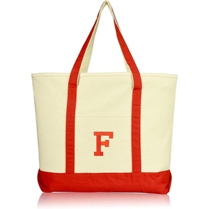 image:imageDALIX Initial Tote Bag Personalized Monogram Black Zippered Top Letter  FRed