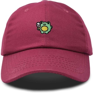 image:imageDALIX Gelato Frog Embroidered Womens Cotton Dad Hat Baseball Cap AdjustableMaroon