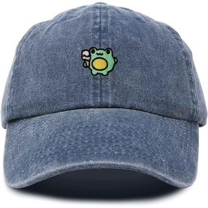 image:imageDALIX Gelato Frog Embroidered Womens Cotton Dad Hat Baseball Cap AdjustableWashed Navy Blue