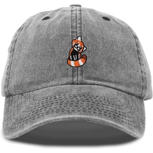 image:imageDALIX Red Panda Embroidered Cotton Dad Hat Cute Animal Adjustable Baseball Cap for Outdoor Style WomensWashed Black