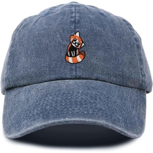 image:imageDALIX Red Panda Embroidered Cotton Dad Hat Cute Animal Adjustable Baseball Cap for Outdoor Style WomensWashed Navy Blue