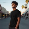image:imageDALIX Lil Heart Midweight Cotton Short Sleeve Summer Tee MensBlack