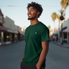 image:imageDALIX Lil Heart Midweight Cotton Short Sleeve Summer Tee MensForest Green