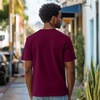 image:imageDALIX Lil Heart Midweight Cotton Short Sleeve Summer Tee MensMaroon