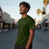 image:imageDALIX Lil Heart Midweight Cotton Short Sleeve Summer Tee MensOlive
