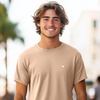 image:imageDALIX Lil Heart Midweight Cotton Short Sleeve Summer Tee MensSand