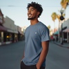 image:imageDALIX Lil Heart Midweight Cotton Short Sleeve Summer Tee MensSlate Gray
