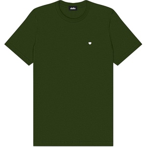 image:imageDALIX Lil Heart Midweight Cotton Short Sleeve Summer Tee MensOlive