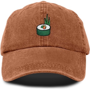 image:imageDALIX Sushi Roll Embroidered Maki Cotton Dad Hat Baseball Cap Adjustable WomensWashed Orange