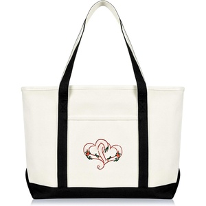 image:imageLove Intertwining Heart Womens Premium Embroidered Tote BagBlack
