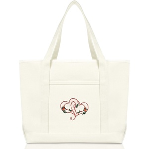 image:imageLove Intertwining Heart Womens Premium Embroidered Tote BagWhite