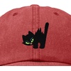 image:imageDALIX Blink Black Cat Embroidered Cotton Outdoor Baseball Cap Dad Hat WomensWashed Red