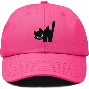 image:imageDALIX Blink Black Cat Embroidered Cotton Outdoor Baseball Cap Dad Hat WomensHot Pink
