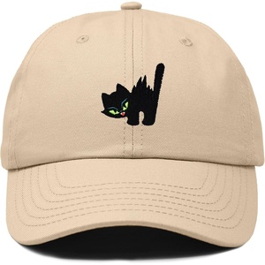image:imageDALIX Blink Black Cat Embroidered Cotton Outdoor Baseball Cap Dad Hat WomensKhaki