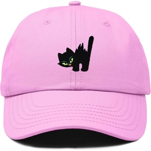 image:imageDALIX Blink Black Cat Embroidered Cotton Outdoor Baseball Cap Dad Hat WomensLight Pink