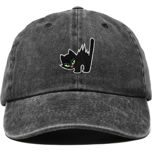 image:imageDALIX Blink Black Cat Embroidered Cotton Outdoor Baseball Cap Dad Hat WomensWashed Black