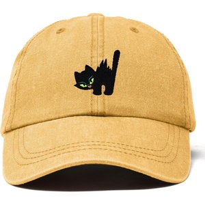 image:imageDALIX Blink Black Cat Embroidered Cotton Outdoor Baseball Cap Dad Hat WomensWashed Gold