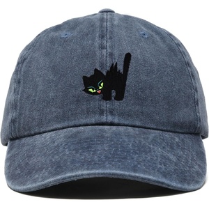 image:imageDALIX Blink Black Cat Embroidered Cotton Outdoor Baseball Cap Dad Hat WomensWashed Navy Blue