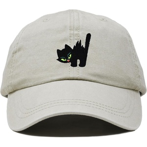image:imageDALIX Blink Black Cat Embroidered Cotton Outdoor Baseball Cap Dad Hat WomensWashed Stone White