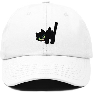 image:imageDALIX Blink Black Cat Embroidered Cotton Outdoor Baseball Cap Dad Hat WomensWhite