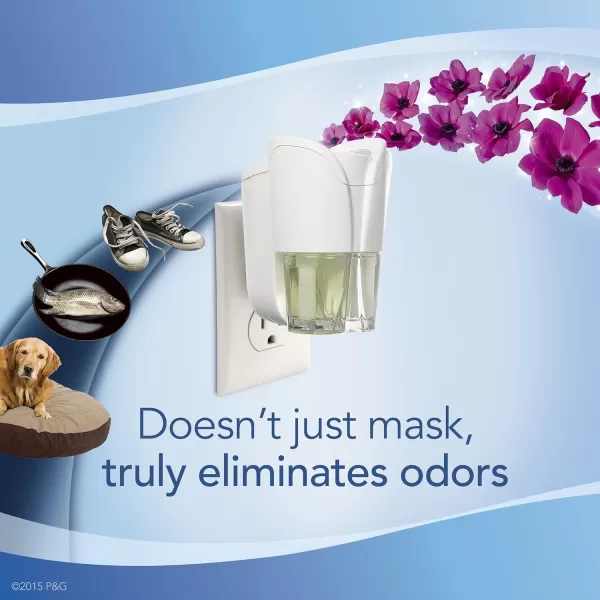 Febreze Air Freshener Plug In, Wall Diffuser, Plug in Air Fresheners for home, Downy April Fresh Scent, Odor Fighter for Strong Odors, 1 Warmer + 2 Oil Refills )