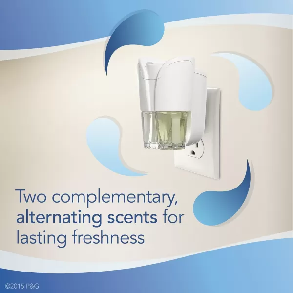 Febreze Air Freshener Plug In, Wall Diffuser, Plug in Air Fresheners for home, Downy April Fresh Scent, Odor Fighter for Strong Odors, 1 Warmer + 2 Oil Refills )