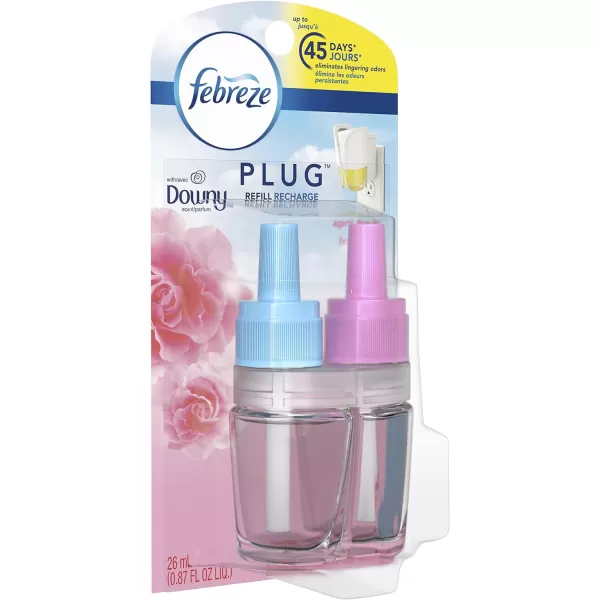 Febreze Air Freshener Plug In, Wall Diffuser, Plug in Air Fresheners for home, Downy April Fresh Scent, Odor Fighter for Strong Odors, 1 Warmer + 2 Oil Refills )