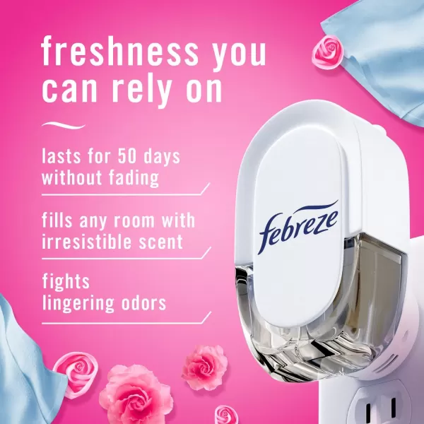Febreze Air Freshener Plug In, Wall Diffuser, Plug in Air Fresheners for home, Downy April Fresh Scent, Odor Fighter for Strong Odors, 1 Warmer + 2 Oil Refills )