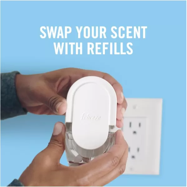 Febreze Air Freshener Plug In, Wall Diffuser, Plug in Air Fresheners for home, Downy April Fresh Scent, Odor Fighter for Strong Odors, 1 Warmer + 2 Oil Refills )