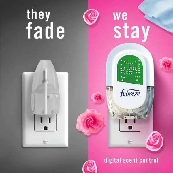 Febreze Air Freshener Plug In, Wall Diffuser, Plug in Air Fresheners for home, Downy April Fresh Scent, Odor Fighter for Strong Odors, 1 Warmer + 2 Oil Refills )