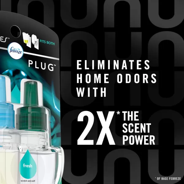 Febreze Air Freshener Plug In, Wall Diffuser, Plug in Air Fresheners for home, Unstopables Fresh Scent, Odor Fighter for Strong Odors, 1 Warmer + 2 Oil Refills)