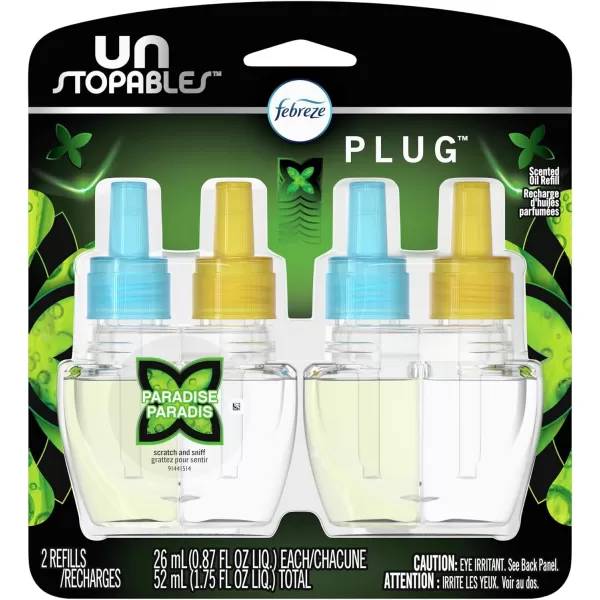 Febreze Air Freshener Plug In, Wall Diffuser, Plug in Air Fresheners for home, Unstopables Fresh Scent, Odor Fighter for Strong Odors, 1 Warmer + 2 Oil Refills)