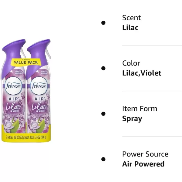 Febreze Air Freshener and Odor Eliminator Spray, Linen &amp; Sky and Hawaiian Aloha Scents, 8.8oz )