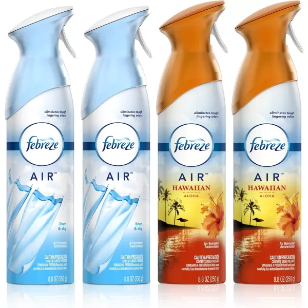 Febreze Air Freshener and Odor Eliminator Spray, Linen &amp; Sky and Hawaiian Aloha Scents, 8.8oz )