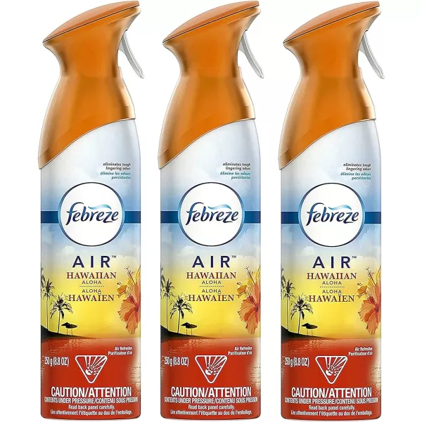 Febreze Air Freshener and Odor Eliminator Spray, Linen &amp; Sky and Hawaiian Aloha Scents, 8.8oz )