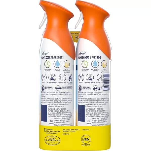 Febreze Air Mist Odor-Fighting Air Freshener Mixed Scent, Southern Lilac Mornings, Georgia Peach Orchard, Sweet Watermelon Vine, 8.8 oz. Aerosol Can, Pack of 3