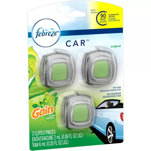 Febreze Car Air Freshener Vent Clip Gain Original Scent, 06 oz. Car Vent Clip, 2 Count)